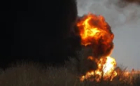 Площадь пожара на нефтебазе на Кубани сократилась до 2 тыс. кв. м